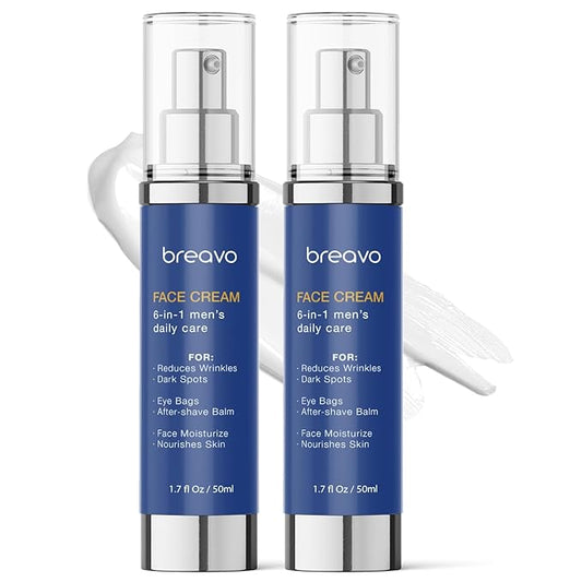6 in 1 Mens Face Moisturizer: Face Cream for Men - Mens Face Moisturizer-Eye Bags Treatment & Face Lotion for Men, Mens Anti Aging Cream, Wrinkles Cream, After Shave Lotion for Men (1.7oz Pack of 2)