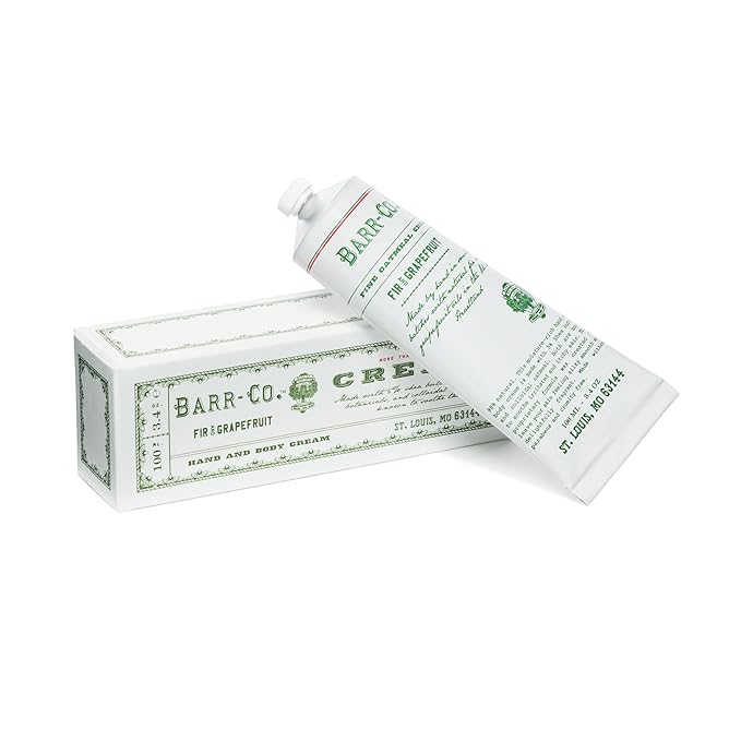 BARR-CO. Fir & Grapefruit Hand & Body Cream, Woody Citrus Scent, Body Cream for Dry Cracked Skin, Suitable for Aging Crepey Skin, Moisturizing Shea Butter Cream, 3.4 oz