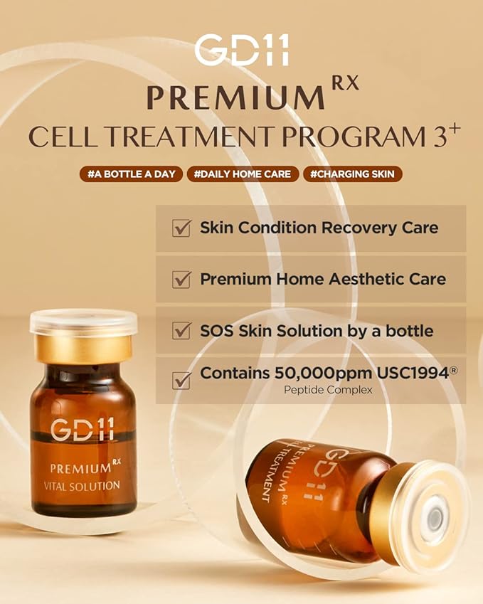 GD11 Premium Rx Cell Exosome Treatment | Premium Home Aesthetic Skin Care Set for Skin Regeneration Serum | Anti-Wrinkle and Anti-Aging Face Ampoule for Elasticity Care, 3 Pairs (0.1oz. + 0.2 fl.oz.)