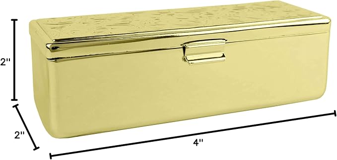 Stephanie Imports Set of 2 Rectangular Vintage Lipstick Cases With Glass Mirror (Gold Victorian)