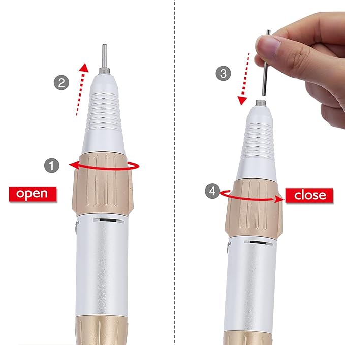 35000RPM Electric Nail Drill Pen, 5-Hole Connector Nail Drill Replacement Handle Handpiece, Manicure Pedicure Machine Polish Tool for Acrylic Nails, Low Noise Nail Art Tool for Salon and Home Use