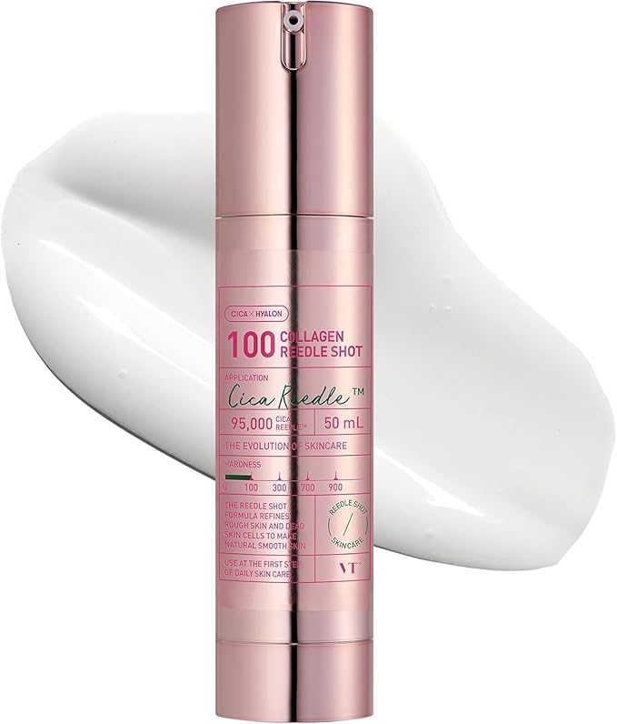 VT COSMETICS Collagen Reedle Shot 100, Collagen Microneedling Serum, Firming & Elasticity, 500Da Collagen Extract, Soft & Glass Skin, Pink Collagen Serum, Korean Skin Booster 1.69Fl Oz(50ml)