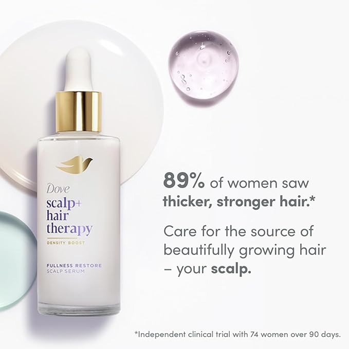 Dove Scalp + Hair Therapy Bundle – Clarifying Foaming Scrub, Hydrating Shampoo & Conditioner, Root Lift Thickening Spray + Fullness Restore Scalp Serum (5 Piece Set)