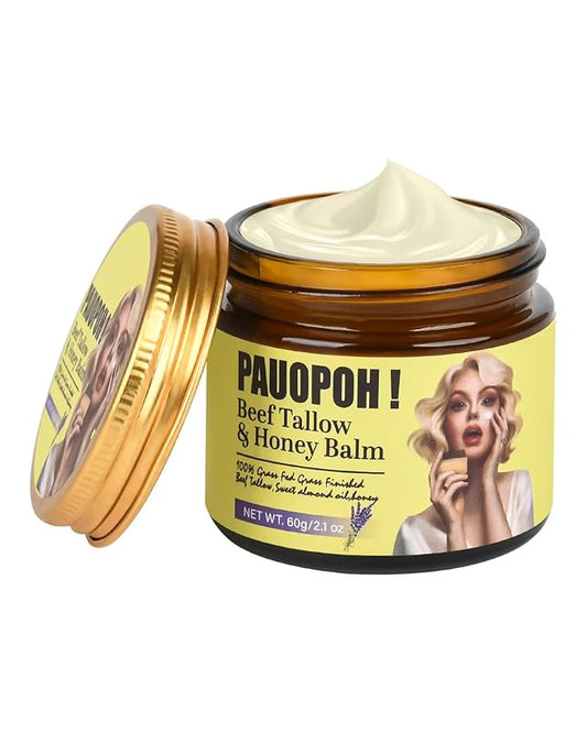 Beef Tallow for Skin - Whipped Tallow Balm with Manuka Honey, Handmade Moisturizer for Sensitive Skin (Lavender)