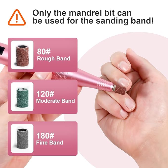 PELCAS Cordless Electric Nail Drill, Professional Portable Manicure Nail Drill Kit 20000RPM Rechargeable 5 Adjustable Speeds LCD Display 11 Attachments for Acrylic Nails, Polishing, Nail Art