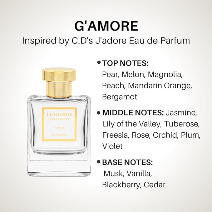 Inspired by C.D J'adore, G'amore EDP, Long Lasting 12-14 Hours Perfume Spray for Women, All Skin Types, Cruelty Free - 0.33 oz 10ml