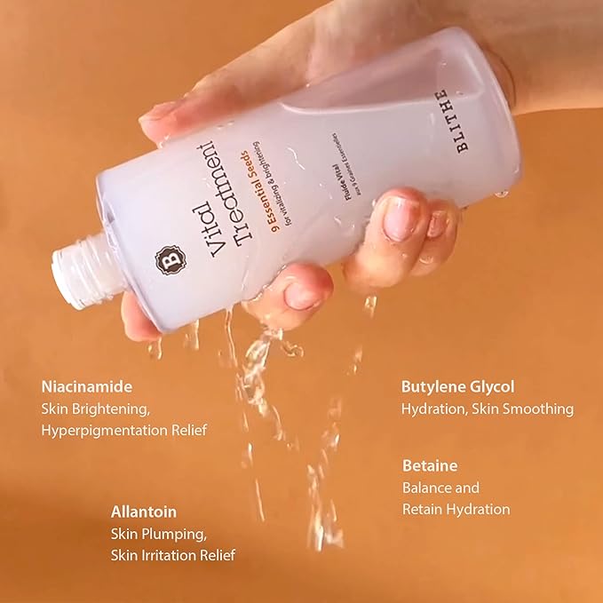 Blithe Vital Treatment 9 Essential Seeds Niacinamide Toner - Korean Skin Essence for Face, Clarifying Oily Skin Vitalizing & Dark Spots 5 Fl Oz