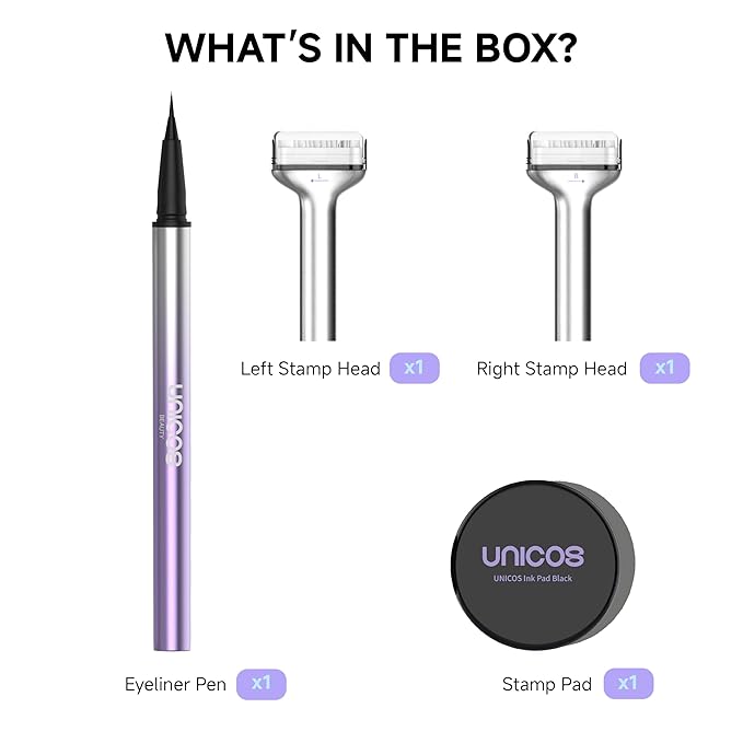 Unicos 2-IN-1 Lower Lash Stamp, Bottem Lash Stamp with Ultra-Fine Eyeliner Pen, Natural Eyelash Stamp, Easy to Use, Long-Lasting, Waterproof, Smudge-Proof, Gifts for Her
