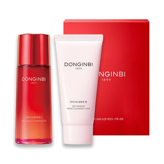 DONGINBI 1899 Single Essence EX 70ml & Cleansing Foam 50ml Special Set - Anti-Aging face essence with Korean Red Ginseng for Radiance and Repair