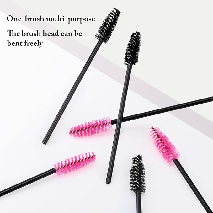Skylety 1000 Pcs Disposable Mascara Wands Bulk Mascara Eyelash Brush Spoolies Makeup Applicator Eyelash Wands for Eye Lash Extension, Eyebrow Comb, 3.9 x 0.2 x 0.3 Inch (Black and Rose Red,Classic)