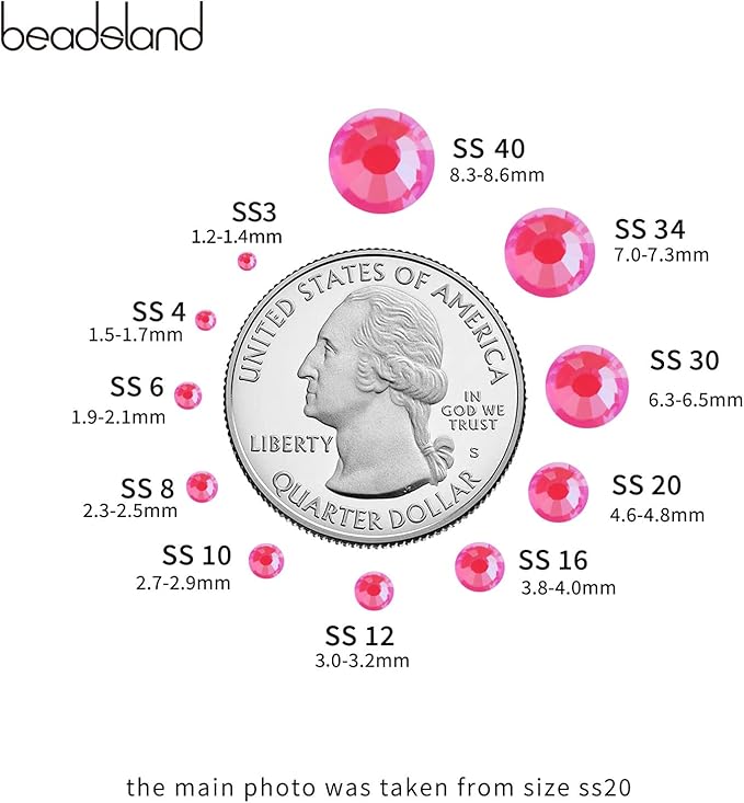 Beadsland 1440pcs Flat Back Crystal Rhinestones Round Gems for Nail Art and Craft Glue Fix, Luminous Rose, SS20,4.6-4.8mm