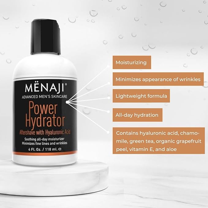 MËNAJI Power Hydrator Aftershave - Razor Burn Relief - Mens Aftershave - Razor Bump and Ingrown Hair Treatment - All Natural - 4 Fl Oz