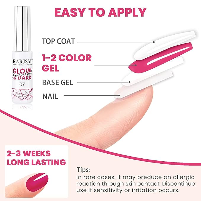 RARJSM Nail Art Gel Set, Glow In The Dark Gel Liner Nail Art Polish Luminous Gel Design Nail Polish Neon Fluorescent Drawing Painting Nail Art Polish