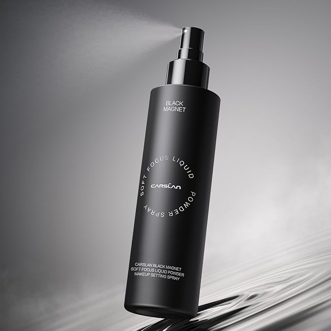 Black Magnet Liquid Powder Makeup Setting Spray, 16H Longlasting Oil Control Lock Face Makeup, Smudgeproof, Waterproof Finishing Spray, 100ml/3.4 Fl Oz