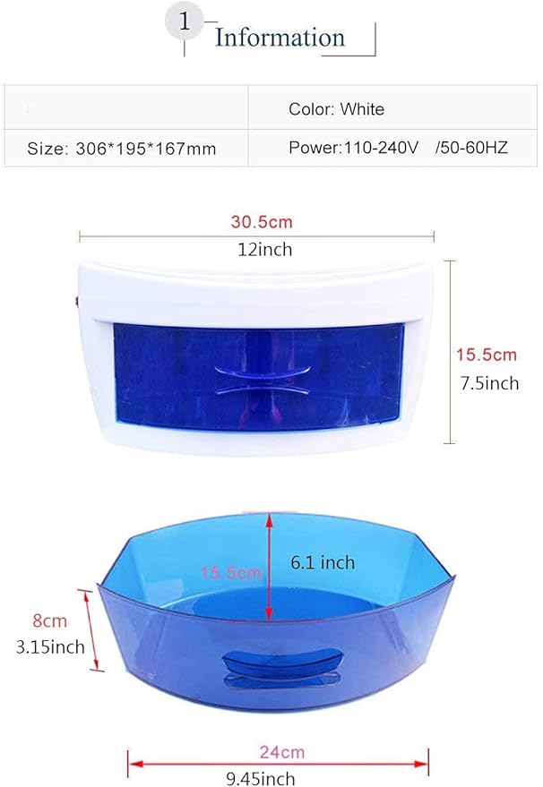 UV Sterilizer Disinfection Cabinet Ozone Disinfect for Nail Tools Nail Art Equipment Tool Manicure Portable Nail Disinfection Box Hairdressing Tool,Multipurpose for Health & Household