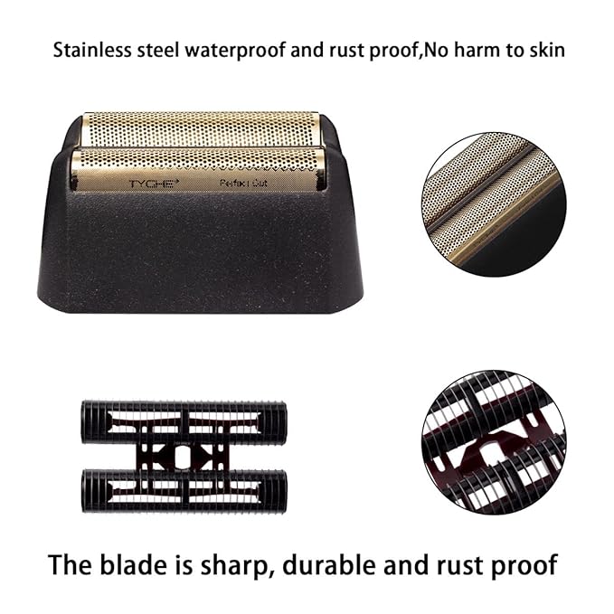 2 pcs Professional 5 Star Series Finale Shaver Shaper Replacement Super Close Gold Foil and Cutter Bar Assembly, Compatible with Wahl Shaver Foil Model 7043-100,Shaving for Barbers and Stylists