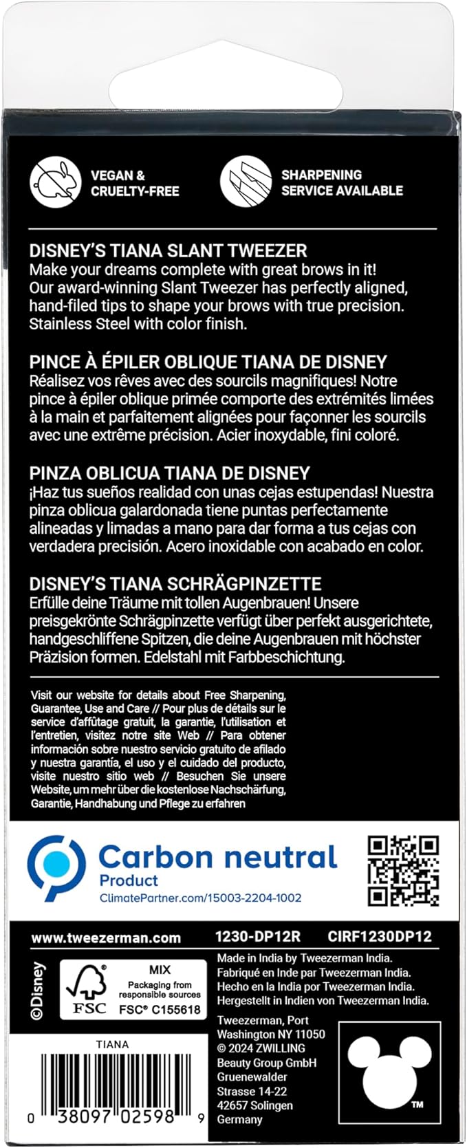 Tweezerman Tiana Slant Tweezer - Eyebrow Tweezers for Women and Men