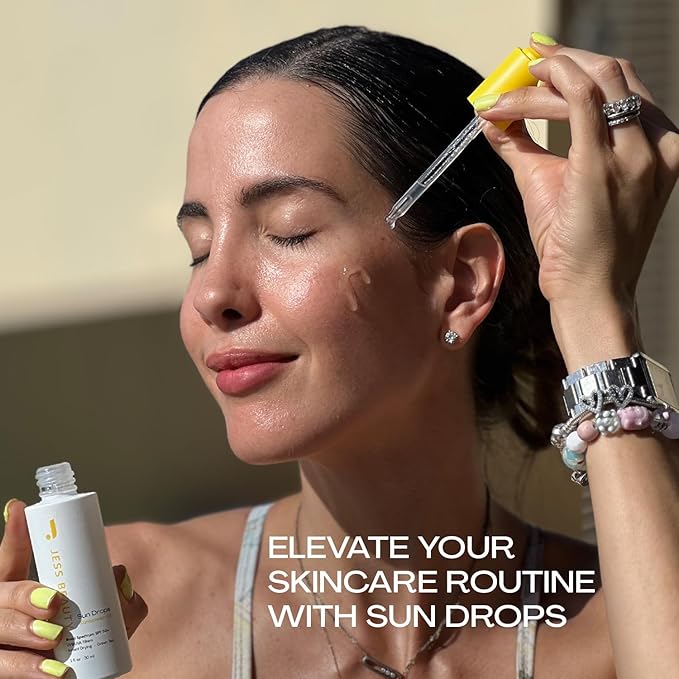 JESS BEAUTY | Face Sunscreen Sun Drops SPF 50 Skin Care Oil with Camellia Sinensis & Squalane | Skincare Fast Drying 1 fl. oz