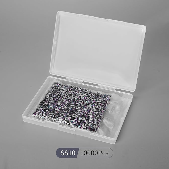 10000PCS Green Volcano Rhinestones Bulk, Flat Back Crystal Glass Stone Round Gems,SS10, 2.7-2.9mm