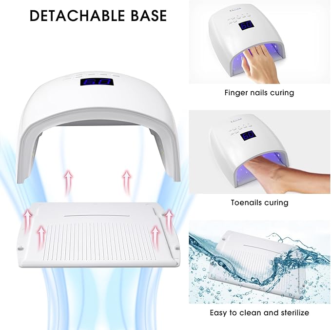 48W Rechargeable UV LED Nail Lamp Faster Wireless Nail Dryer Gel Polish UV Nail Light with 4 Timer Settings, Professional Quick Dry Curing Lamp with Display Auto Sensor for Salon & Home