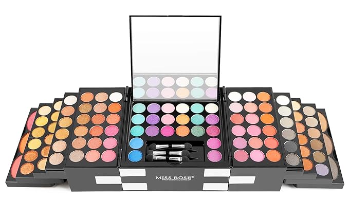 Pure Vie All-in-One Holiday Makeup Gift Set Essential Starter Full Makeup Kit for Women Include Colorful Highly Pigment Shimmer Glitter Eyeshadow Palette Concealer Blush Eyeliner Face Powder Lipgloss