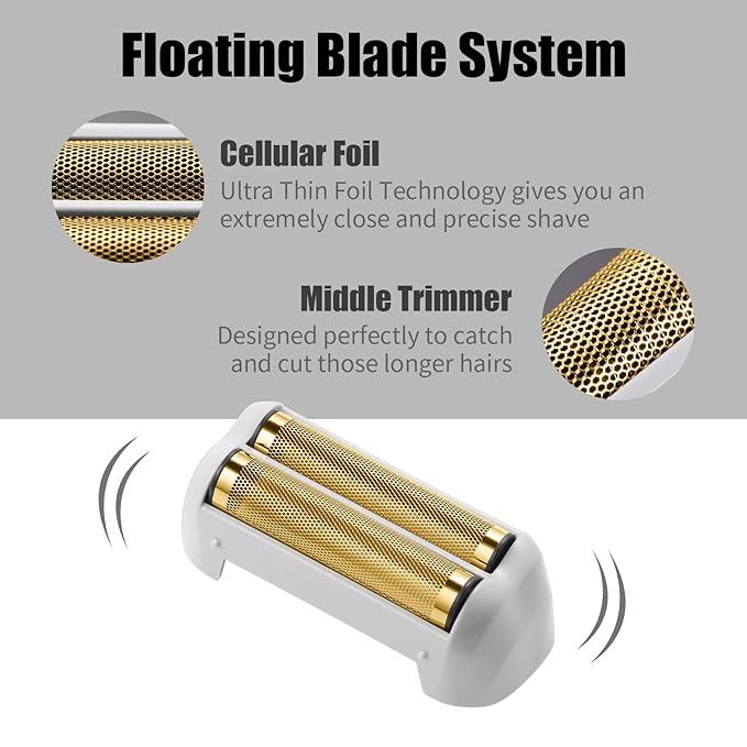 2 Pack Pro Shaver Replacement Foil and Cutters Compatible with Andis ProFoil Lithium foil Shaver, Golden