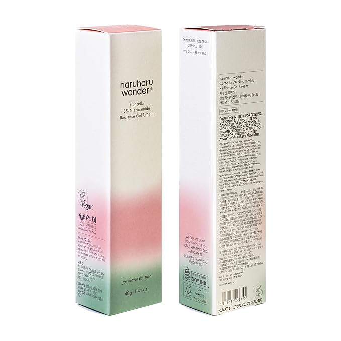 HARUHARU wonder Centella 5% Niacinamide Radiance Gel Cream, Reduces Fine Lines, Improves Skin Tone, Pore Minimizer, Hydrating & Soothing, For All Skin Types, 1.41 fl oz