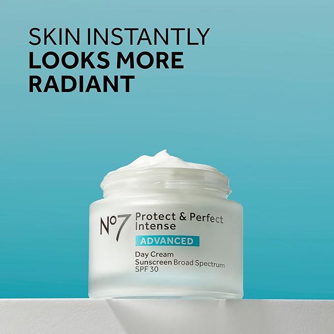 No7 Protect & Perfect Intense Advanced Face Cream - Hydrating Face Moisturizer with SPF - Formulated with Hyaluronic Acid & Collagen Peptide Technology to Help Reduce Fine Lines & Wrinkles (1.69 Oz)