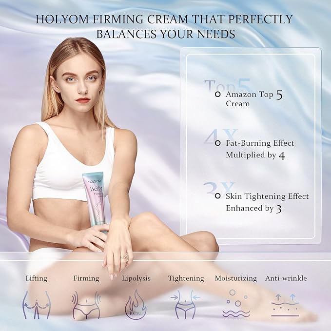 B Flat Belly Firming Cream: Premium Skin Tightening & Moisturizing for Stomach, Women Body Lotion for Firmness and Lift of Thighs & Butt - Pregnancy Skin Firming - 126ML(Rose)