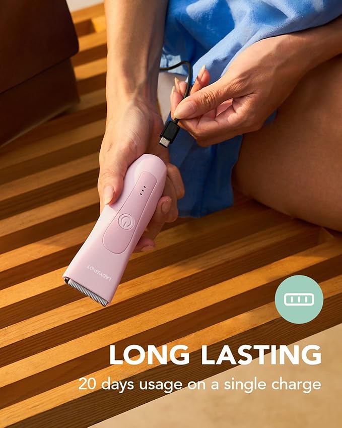 Electric Shaver for Women, Women Shaving & Grooming Sets, with 3 Guard and Replaceable Ceramic Blade Heads, LADYSPOT™ Pubic Hair Trimmer Bikini Trimmer Grooming Kit Sets-(Pink)