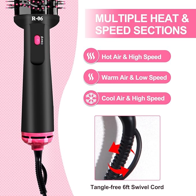 4-in-1 Hair Dryer Brush - Blow Dryer and Styler in One, Hot Air Brush with Oval Barrel for Volumizing, Suitable for All Hair Types, Mother's Day Gifts