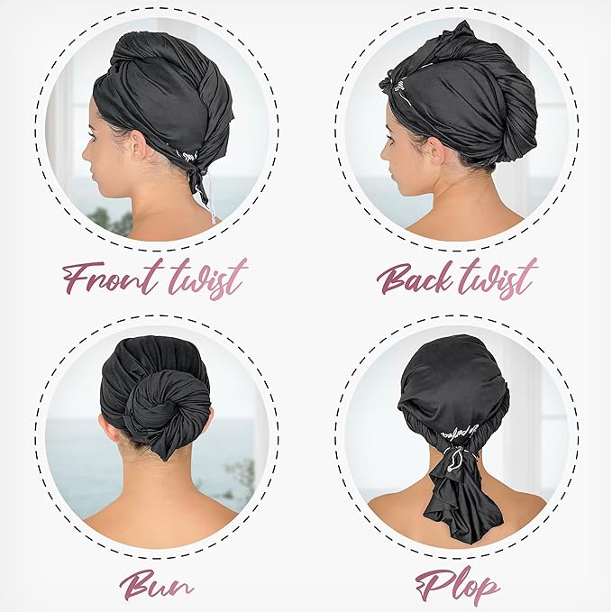 Microfiber Hair Towel Wrap for Women - Gift and Travel - Smooth like Silk - Curly, Wavy, Straight Hair Girls - Plopping Essential - Anti-Frizz, Fast Drying, Works Better than a T-Shirt