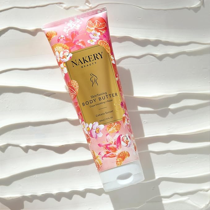 Nakery Skin Toning Body Butter for Women - Firming Body Lotion for Women - Peptide Infused Body Lotion for Crepey & Sagging Skin - Skin Firming Lotion for Neck, Arms & Legs - Cabana Sunset