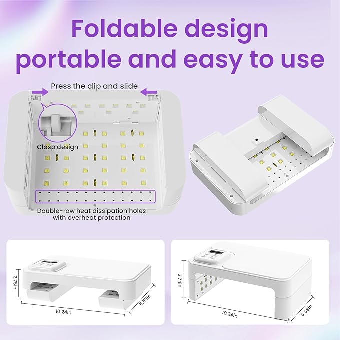 180W UV LED Nail Curing Lamp with Auto Sensor & 4 Timer Settings, Professional Gel Nail Dryer Light with Arm Rest, Fast Drying for Gel Polish, Press on Nails, Salon & Home Use