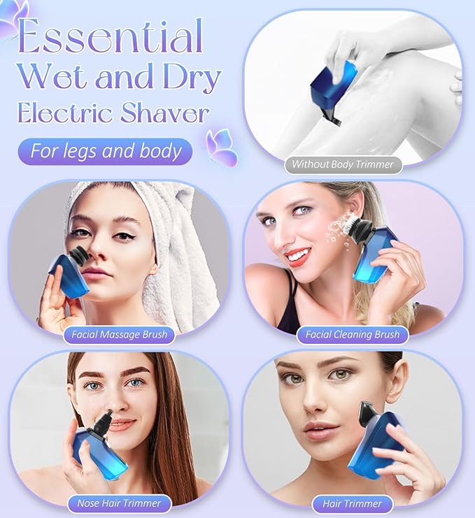 Electric Razors for Women-5 in 1 Lady Electric Shaver for Leg-Wet Dry Womens Shaver-Close Shave | Painless Women Razors for Public Hair,Private Area,Face Nose Hair,Underarms,Bikini