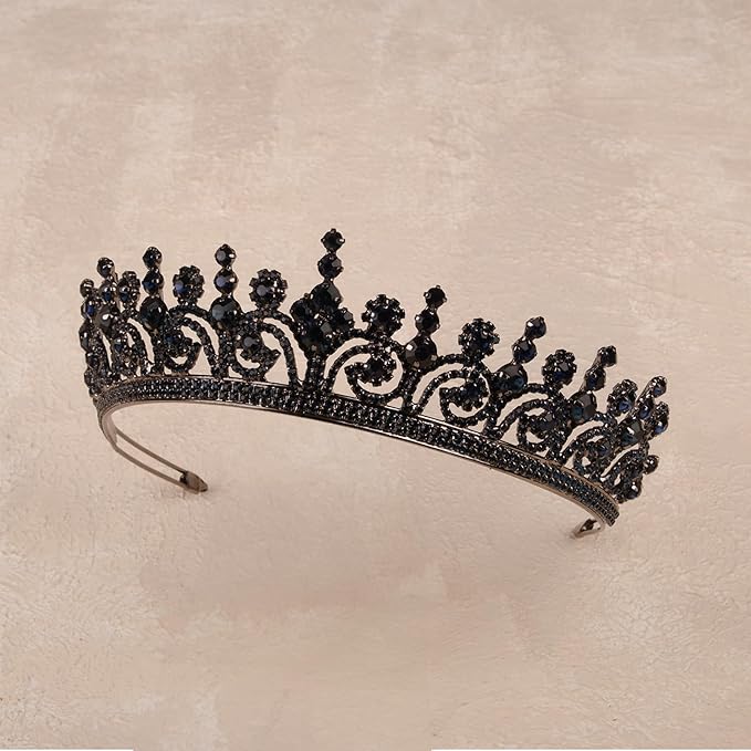 LIMELIA Women's Tiara for Henna Wedding Party|Glitter Hair Accessories for Bridal Birthday Pageant Prom Halloween Cos-play Christmas Party|Queen-Navy Blue