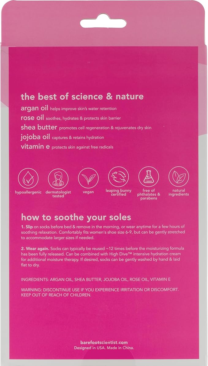 Barefoot Scientist Sleep On It Overnight Moisturizing Gel Socks, Nourish Your Feet, Sip Back & Relax, Pink and Champagne, 2 Pack