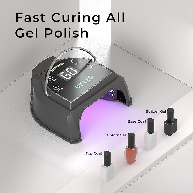 80W Professional Cordless UV LED Nail Lamp, UV Lights for Nails with 45 Beads and Rechargeable Battery, Portable LED Gel Nail Curing Dryer, Nail Polish Machine for Salon or Home, Black