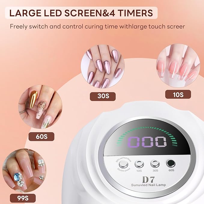 UV Nail Lamp 280W Professional LED Nail Dryer for Gel Nails with 66pcs Lamp Beads Includes 4 Timers and Automatic Sensor Ideal for Home Salon Use Fast Drying Technology for Perfect Nails