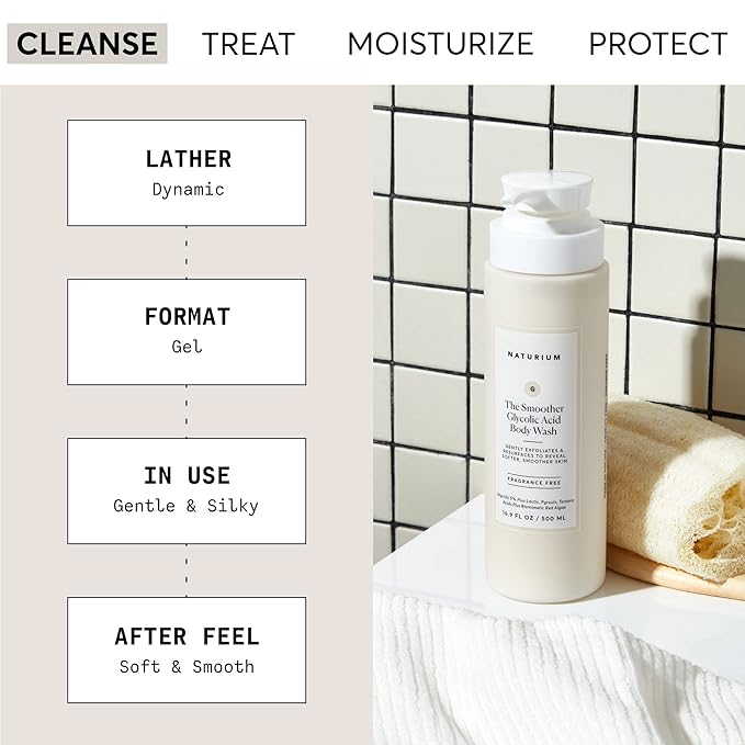 Naturium The Smoother Glycolic Acid Exfoliating Body Wash, Soft & Smoothing Cleanser, 16.9 oz