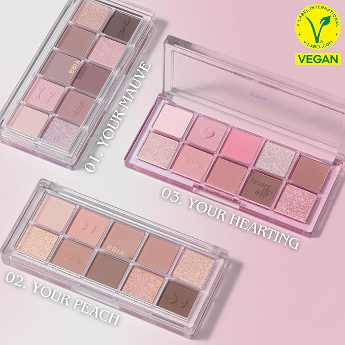 BBIA Essential Eye Palette - Buildable & Blendable Eyeshadow Palette Matte Finish & Gorgeous Shimmer Glitter Pearls Warm Cool Natural Shade Soft Shadow Colors Vegan Korean Makeup (02 YOUR PEACH)
