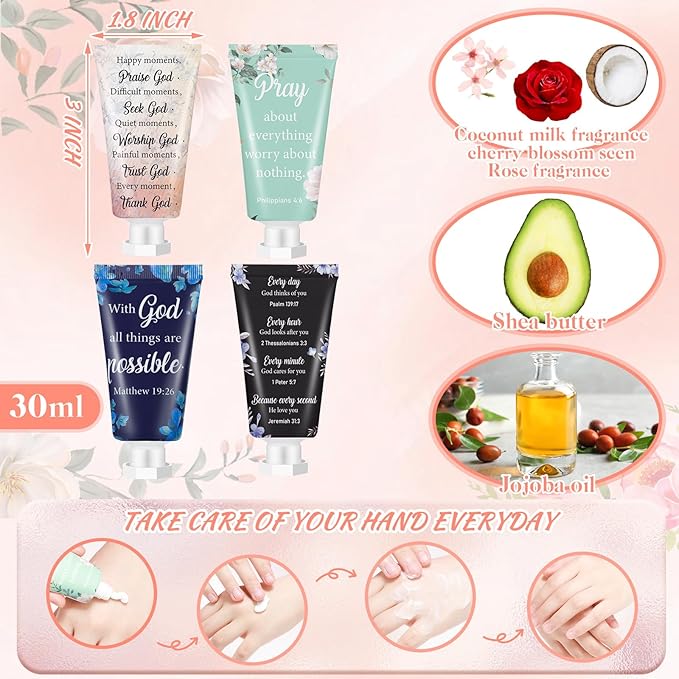 12 Pcs Christian Hand Cream Bulk for Women Mothers Day Church Gifts in Bulk Bible Travel Hand Lotion for Dry Hands Bible Verse Hand Lotion for Mom Grandma Holiday mothers day Gift