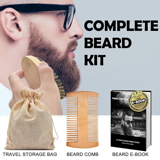 XIKEZAN Beard Kit for Men Grooming & Straightening Set,w/Beard Straightener,2 Pack Oil,Balm,Comb,Scissor,Brush,Fathers Birthday Valentines Gifts for Him Dad Men Boyfriend Christmas Stocking Stuffers