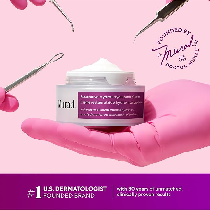 Murad Restorative Hydro-Hyaluronic Moisturizing Face Cream - Hyaluronic Acid Moisturizer for Face with Coconut Extract and Shea Butter Targeting Dry, Dehydrated Skin, 1.7Fl Oz