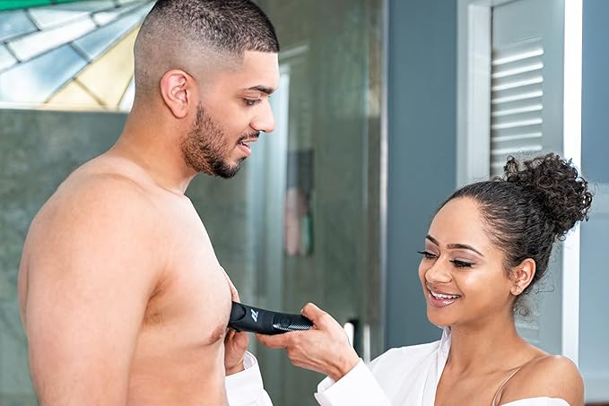 Fhuesion® Manscape Trimmer for Men -IPX7 Waterproof Ball Trimmer w/Light & Ceramic Blade, Body Groomer for Pubic/Body/Groin Grooming, Electric Razor Shavers USB-C Charging, No Nicks, Gifts for Him