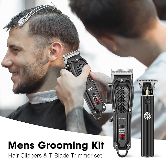 Professional Hair Clippers and Trimmers Kit, Cordless Rechargeable Clippers with LED Display, Haircut Clipper Set for Barbers, Gifts for Men