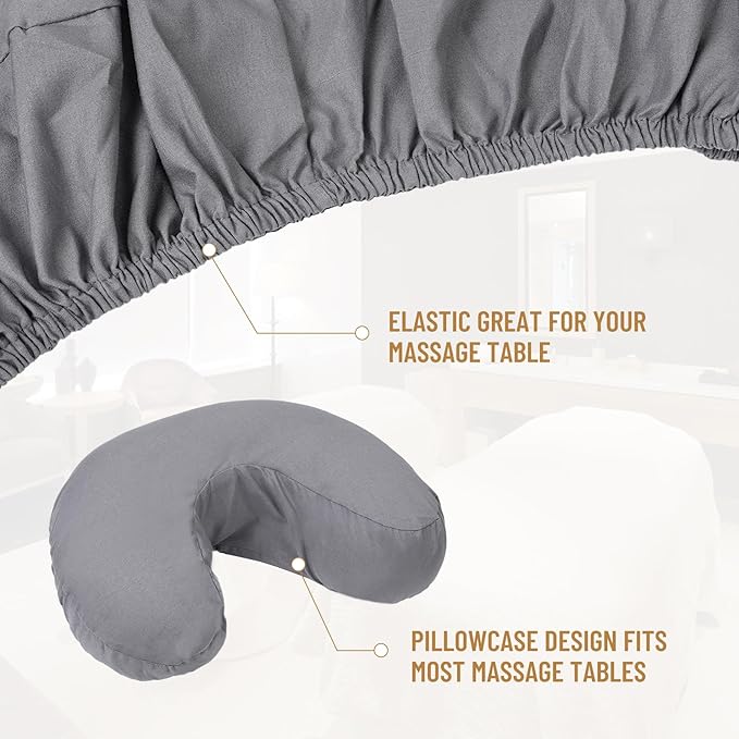 12 Pcs 4 Sets Premium Microfiber Massage Table Sheet Set, Include Massage Table Cover, Massage Fitted Sheet, Massage FacFBAUS-LXX2302821e Rest Cover for Beauty Salon Spa Hair Salon (Grey)
