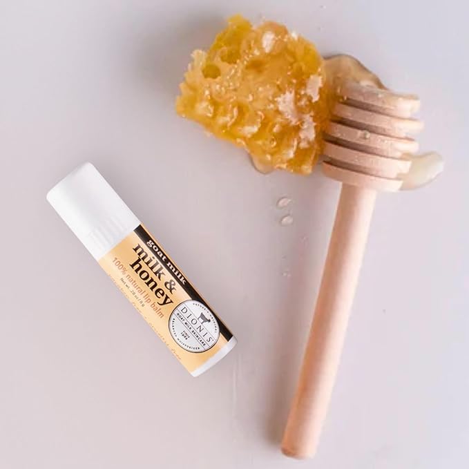 Dionis Goat Milk Skincare Milk & Honey Holiday Lip Balm Gift Set - Beeswax, Shea Butter & Coconut Oil Lip Care Products Made in The USA - Cruelty Free Lip Moisturizer for Chapped Lips, 0.28oz 3 Pack