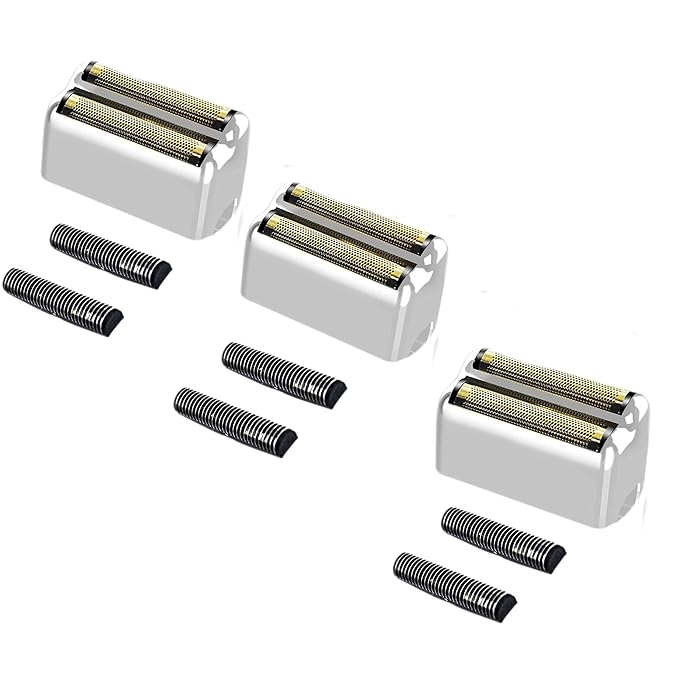 3 pack Professional Replacement Foil and Cutters for BaBylissPRO Barberology Double Foil Shaver, Compatible with BaBylissPRO Barberology FXFS2 Shaver,silver