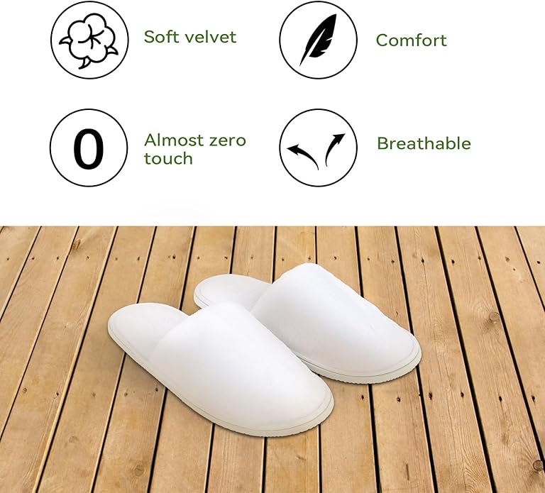10Pcs Unisex Disposable Slippers for Guests, SPA, Hotel, Bath, Travel - Bulk Cotton Slippers for Shoeless Home, Guest House or Commercial Use